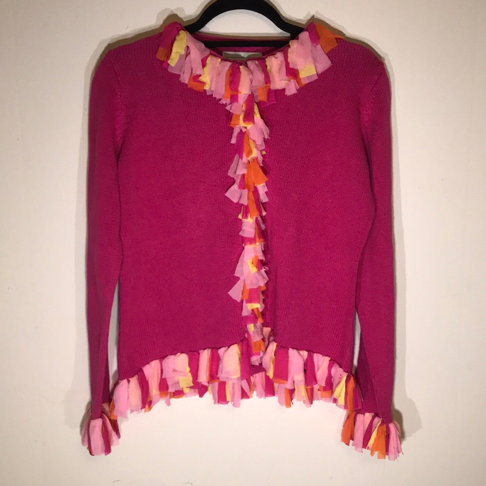 Knit Sweater with Sheer Frill Accents